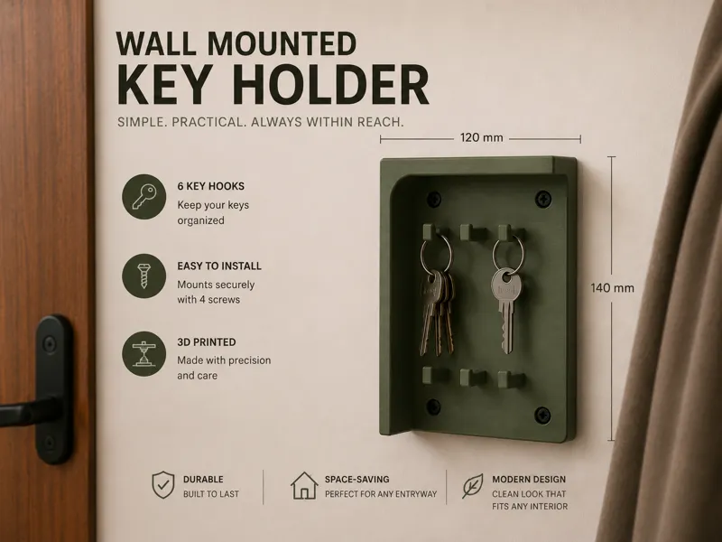 Wall Mounted Key Holder | 6 Hooks