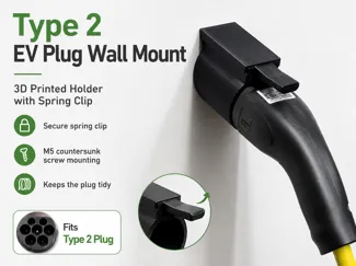 Type 2 EV Plug Wall Mount with Spring Clip