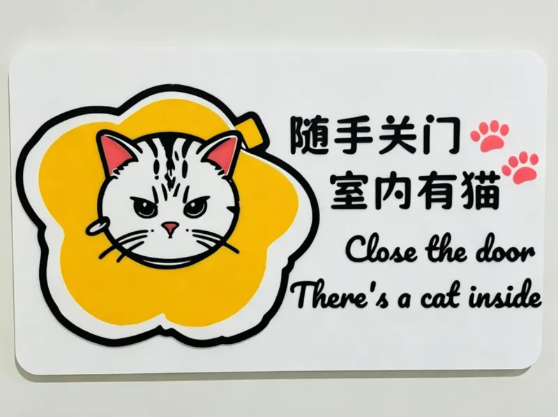 Momo's close the door, a cat is inside sign