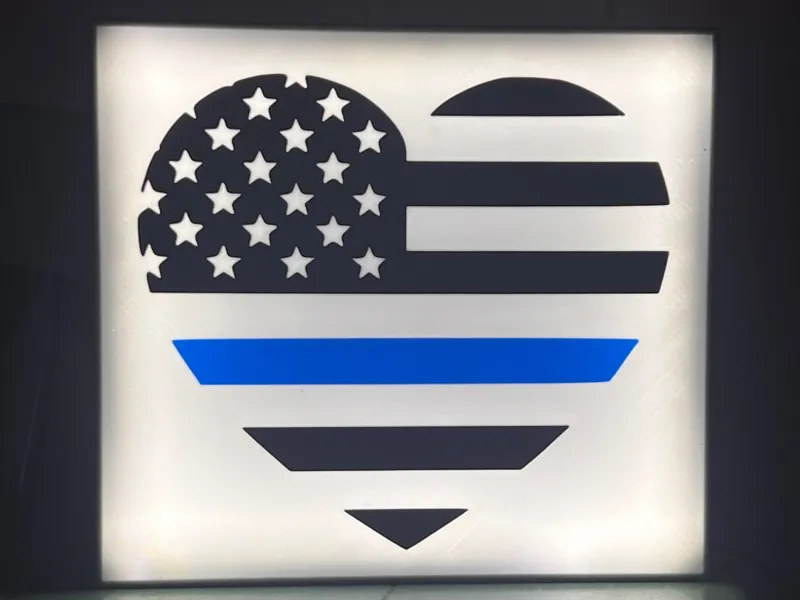 Thin blue line heart lightbox 