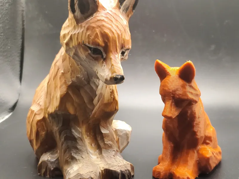 Fox Figure Hand Carved Style