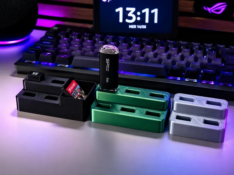 USB & Micro SD Organizer – Compact Desk Holder 