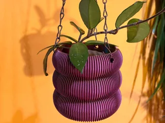 Modern Ribbed Bubble Hanging planter with driptray