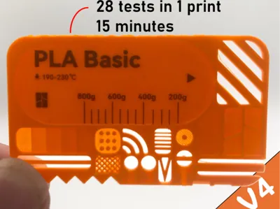 Filament card with 28 tests -- 15 MINUTE PRINT!