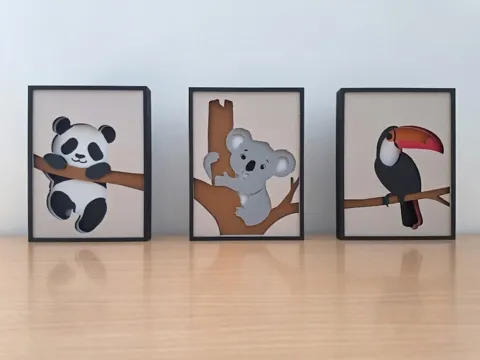 Caja o estuche: Jungle Trio – Shadow Box Animal Frame Set — referencia de MakerWorld