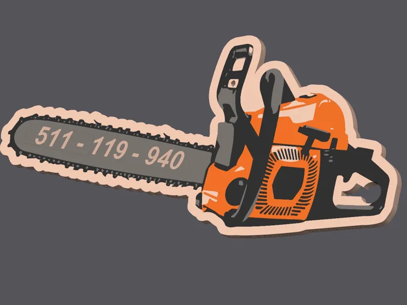 Chainsaw keychain with editable text or number KEY