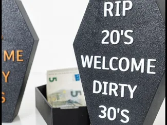 Present Box Coffin 30´s Birthday for Money