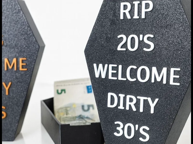 Present Box Coffin 30´s Birthday for Money