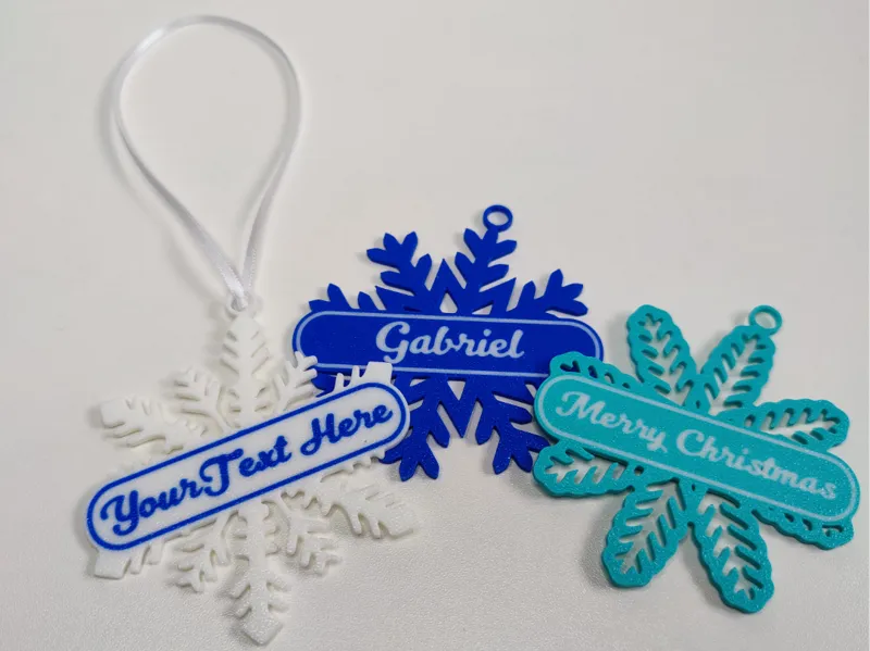Snowflake Tree Decorations. Customizable Text