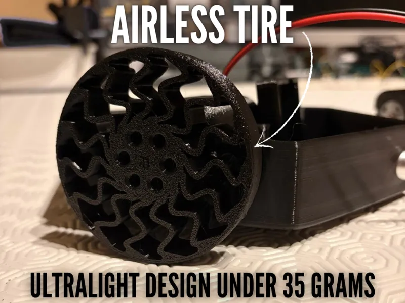 UltraLight AirLess Elastic Wheel for DC Motors