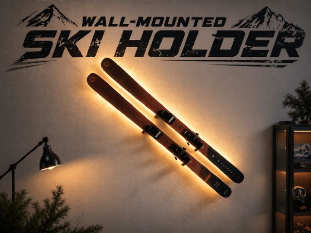Wall-mounted ski holder