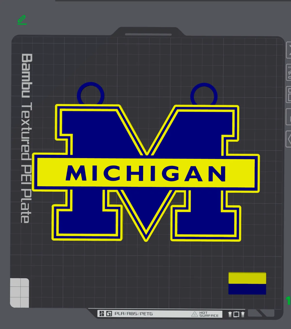 Michigan Logo for Big Necklaces - Free 3D Print Model - MakerWorld