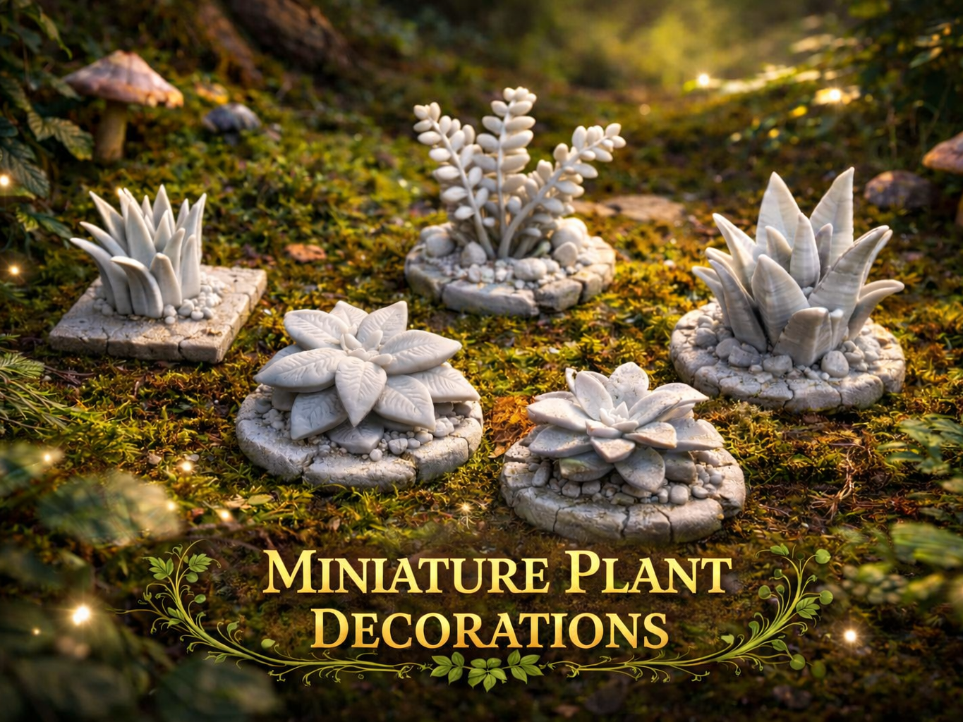 miniature plant decoration set