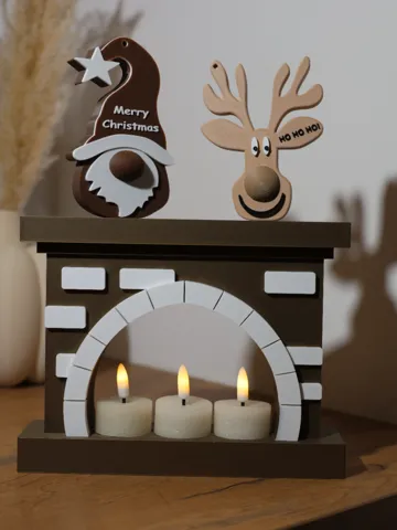 Figura decorativa: Christmas Fireplace with 3 Tea Lights — vista de referencia 2