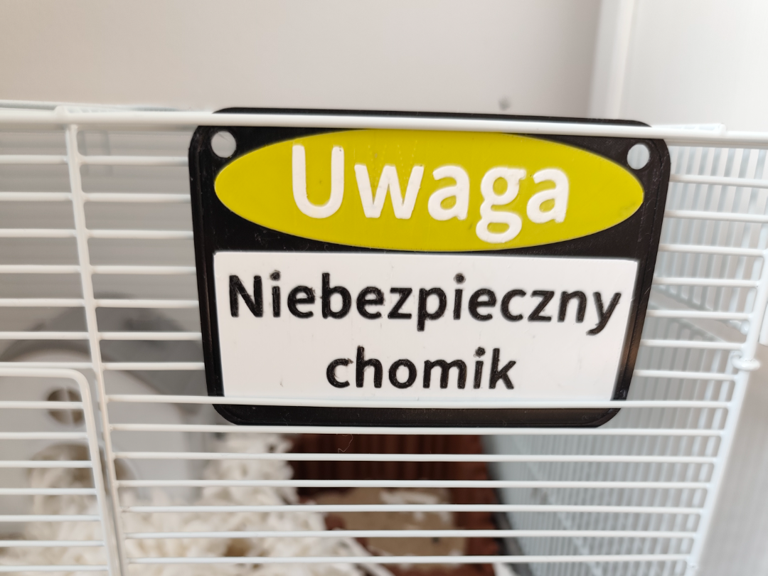 Tabliczka "Uwaga niebezpieczny chomik"