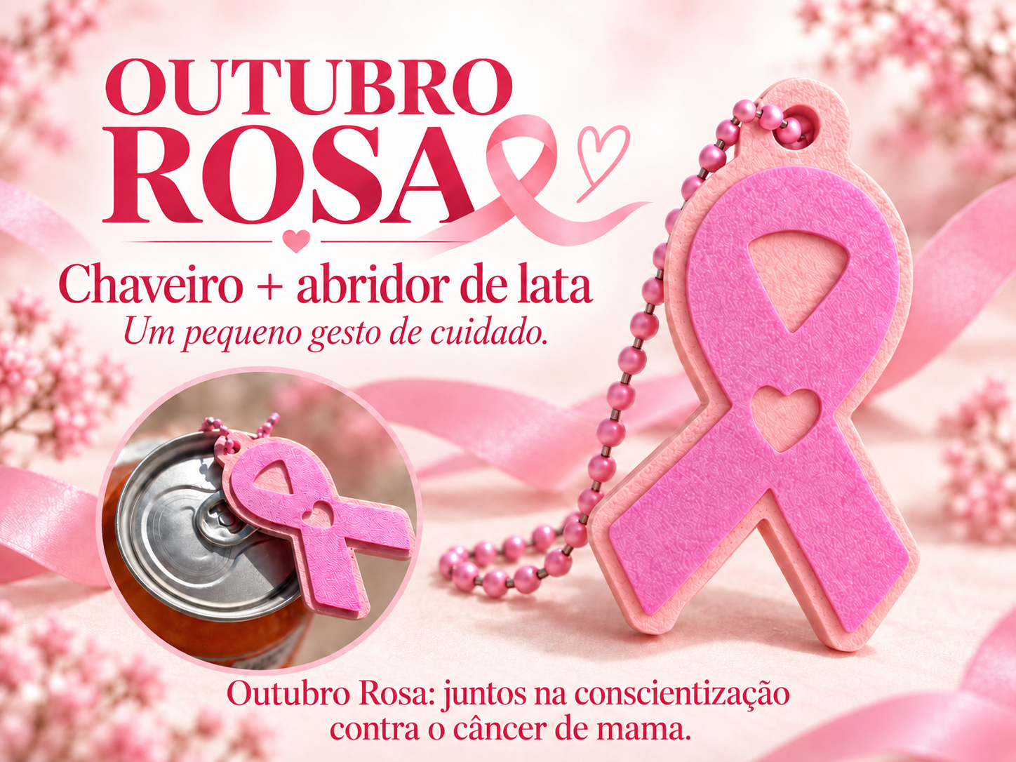 Chaveiro/Abridor de lata cancêr de mama - 1