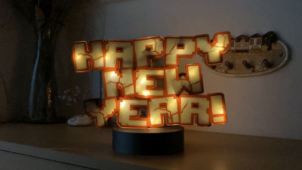 Happy New Year Lightbox Minecraft style