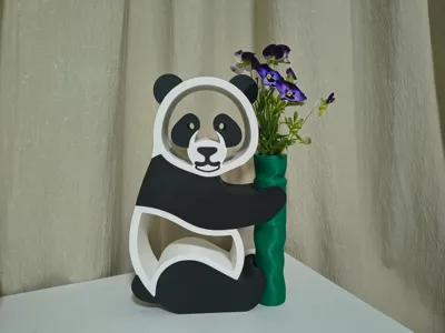 Modern Panda Vase - Easy No-AMS Multicolor Decor