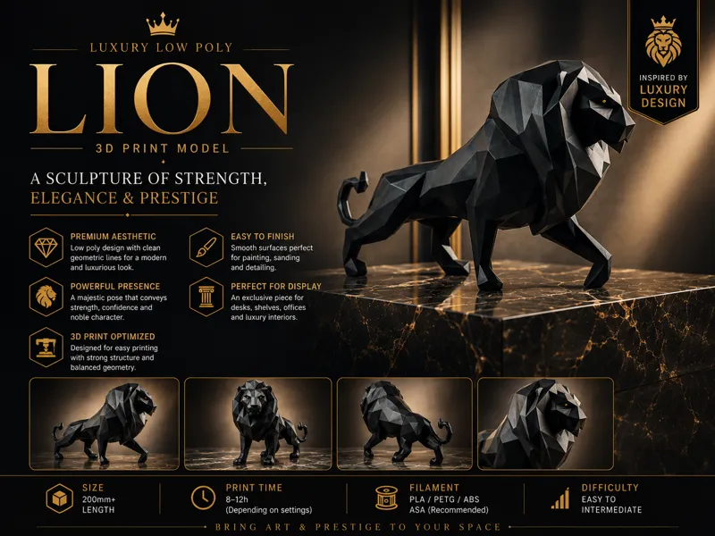 Luxury Low Poly Lion Statue