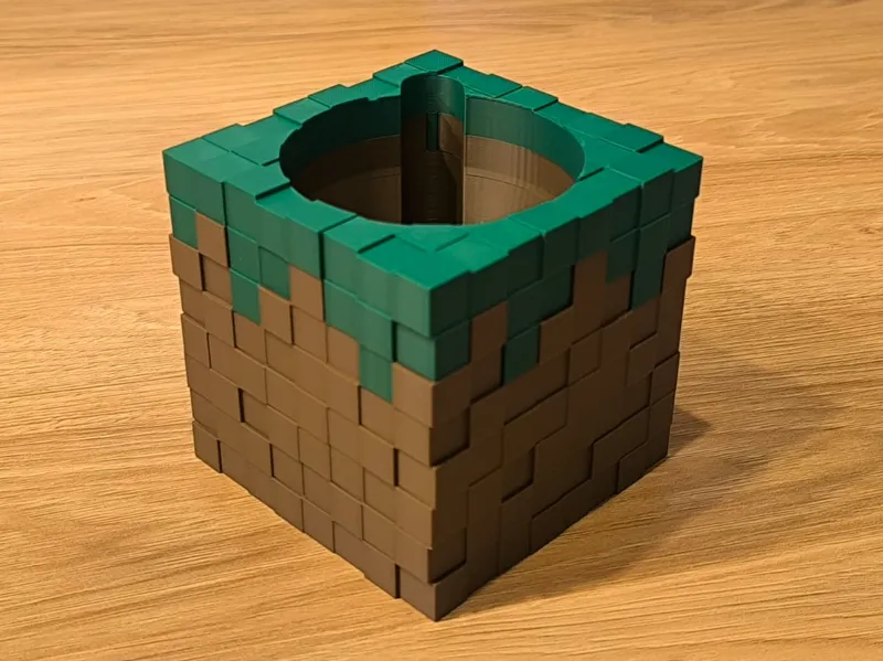 Minecraft style flower pot