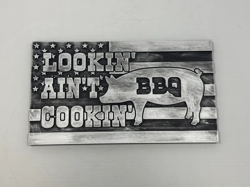Lookin' Ain't Cookin' BBQ Wall Sign