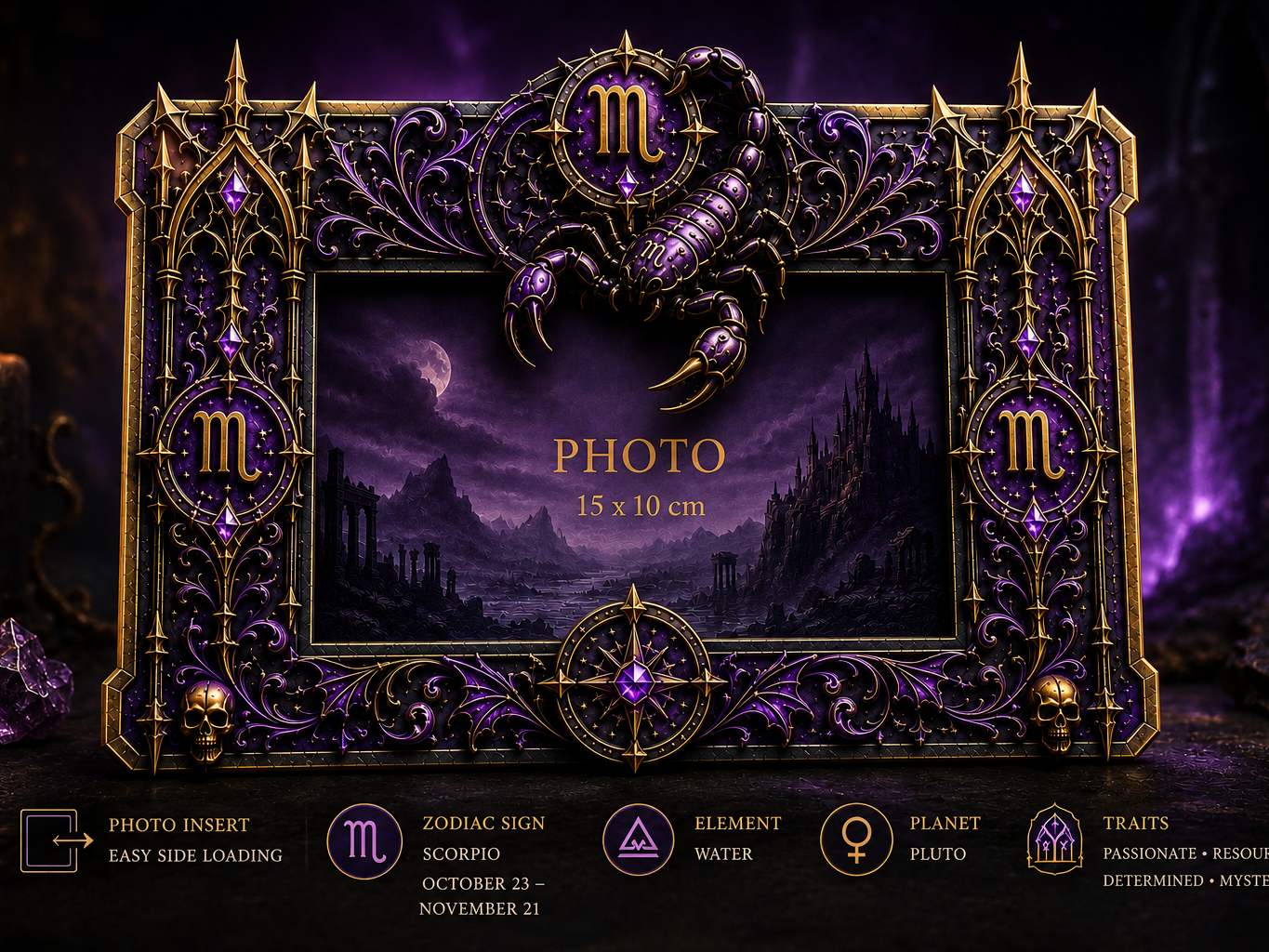 Scorpio Zodiac Gothic Photo Frame (15×10 cm)