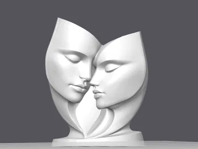Two Faces man woman – Abstract Sculptural Bust