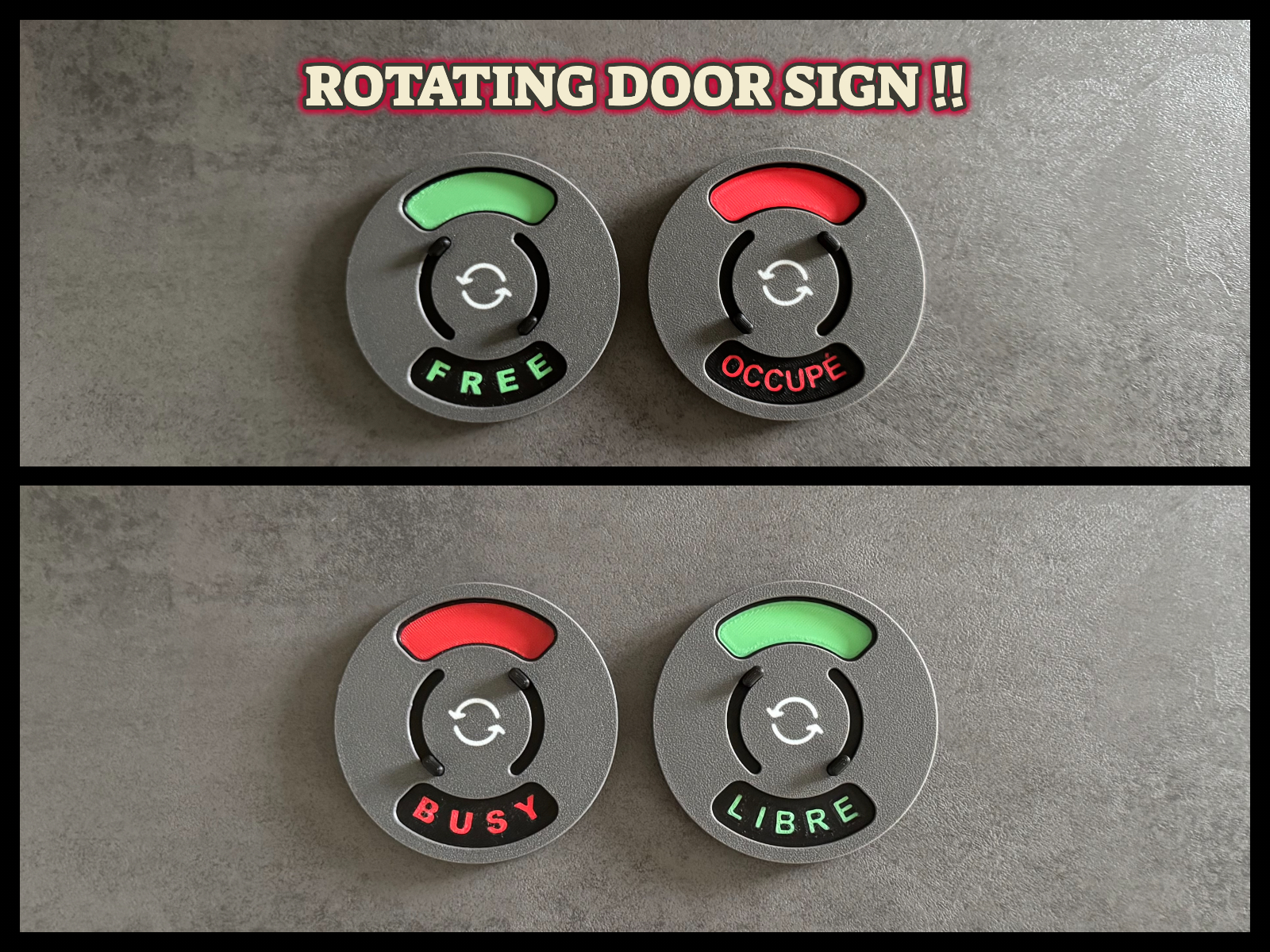 Plaque de porte de bureau rotative