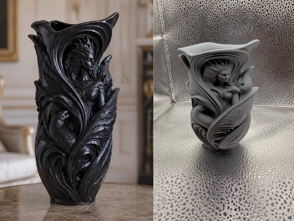 Dark Queen Raven Vase Gothic Fantasy Sculpture