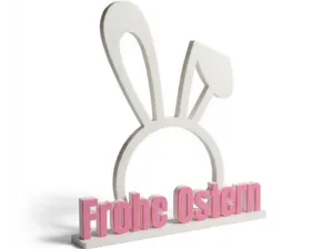 Osterhase Schriftzug – Frohe Ostern Deko 2 farbig