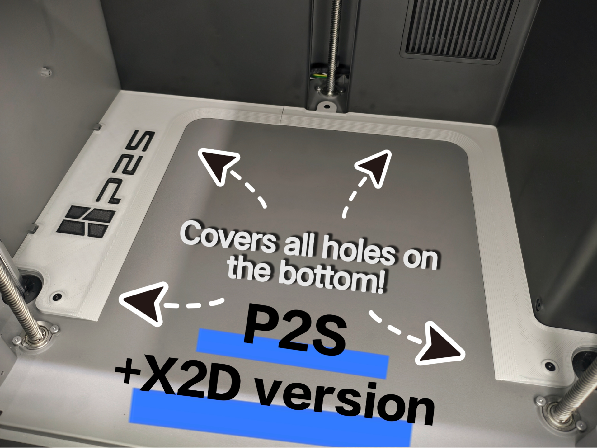 X2D / P2S Dustcover for holes on bottom full cover
