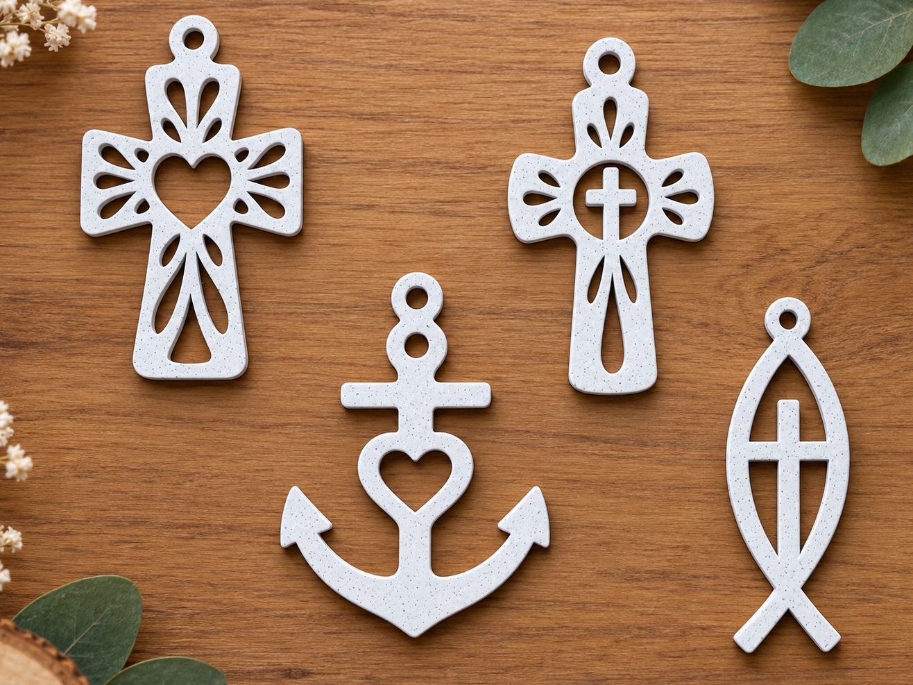 Christian Religious Keychains, 4 Designs - 3D printed Decor, in stock in India