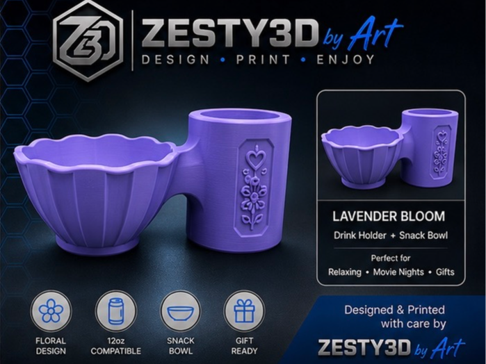 Lavender Bloom Snack Mate - Drink & Snack Bowl