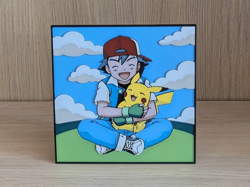 Ash & Pikachu Hueforge & Frame