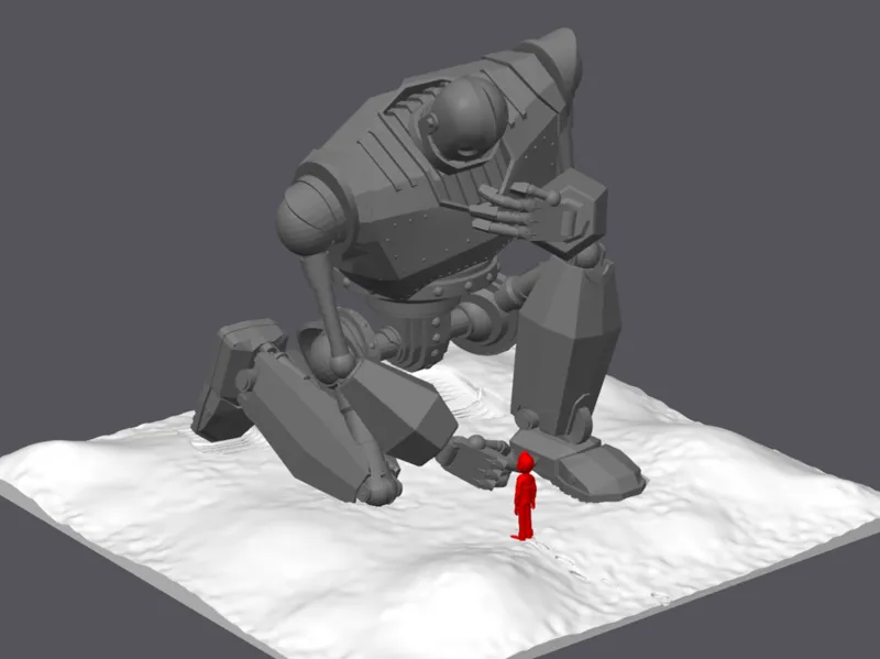 Iron Giant and Hogarth in the snow 