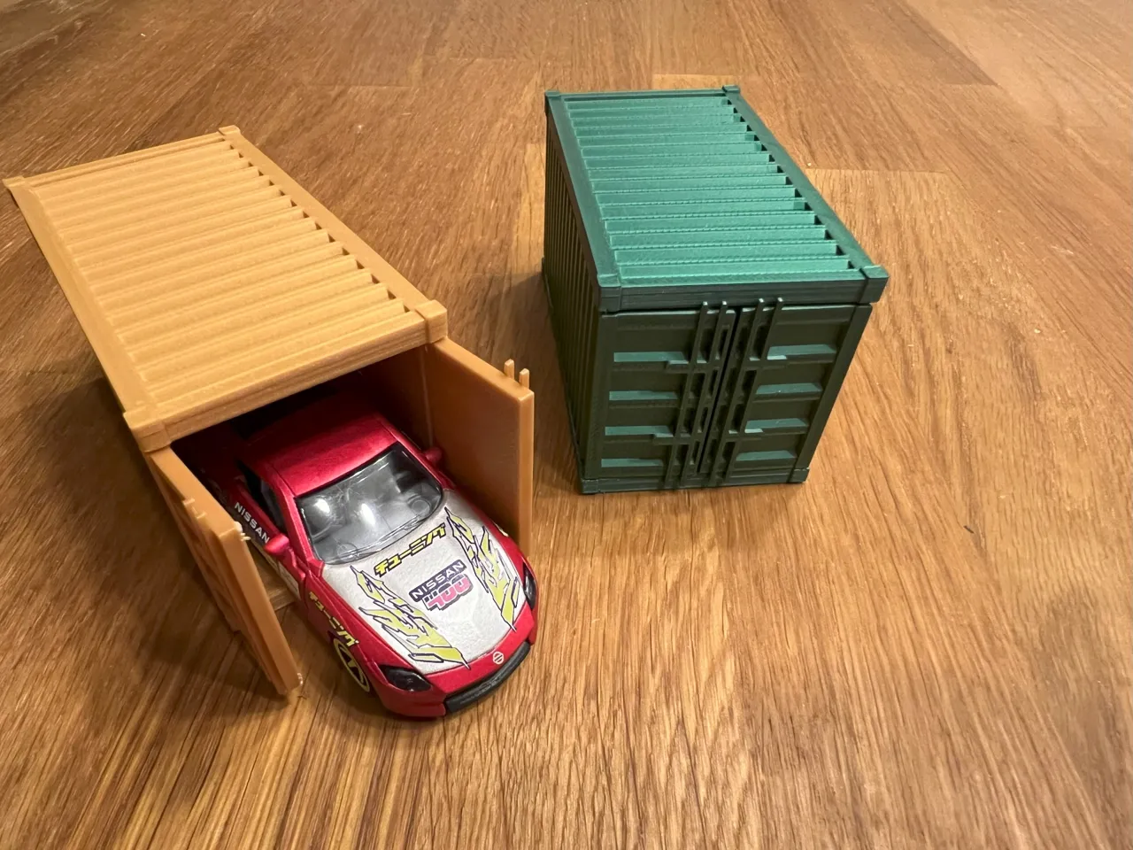 Container 1/64 scale for car diorama garage view 3