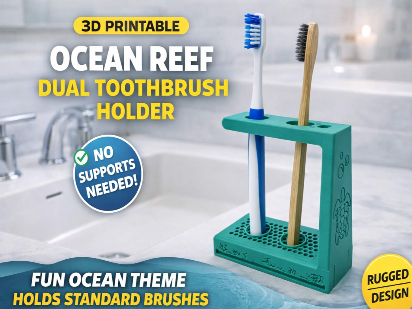 SeaScape Dual Toothbrush Organizer (2x)
