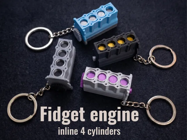 Fidget inline engine keychain