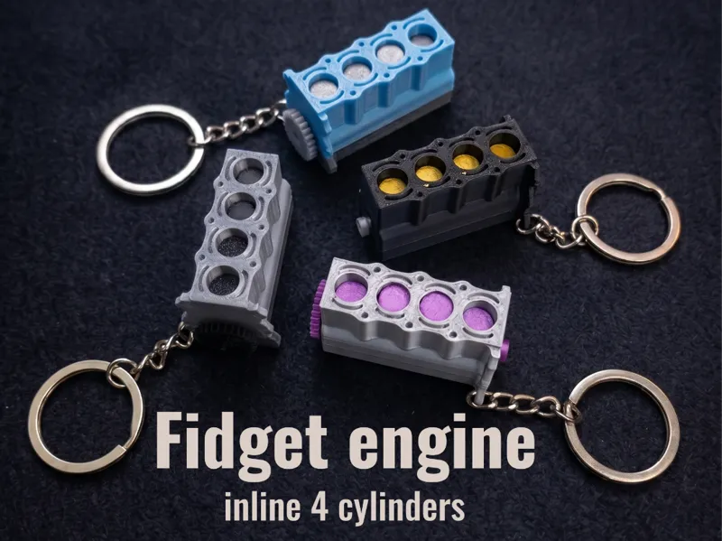 Fidget inline engine keychain