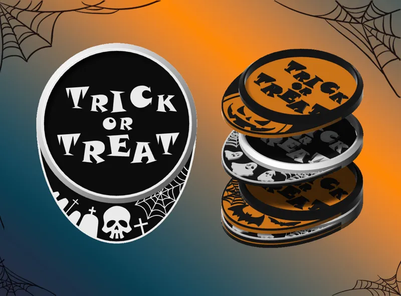 S.C. - Stackable Coasters - Halloween Edition - Skull Graveyard Headstone