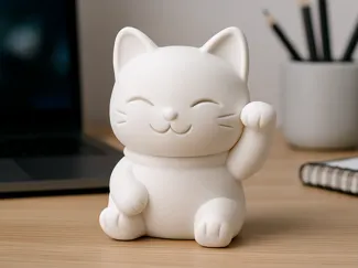 Minimalist Maneki-Neko Figurine – Kawaii Lucky Cat