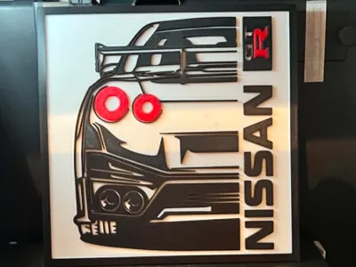 Nissan GT-R R35 Line Art Wall Display