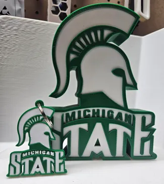 Michigan State sign and keychain