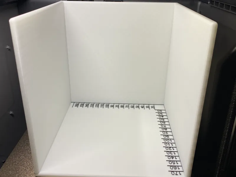 photo box with ruler