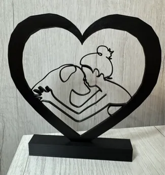 line art statue love dog 