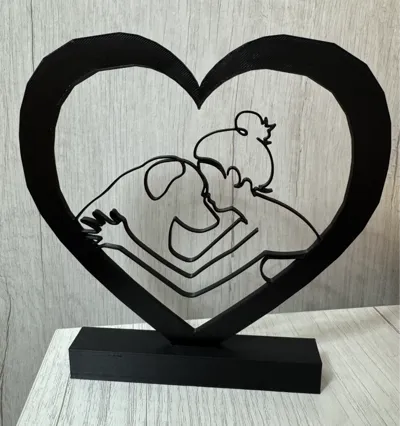 line art statue love dog