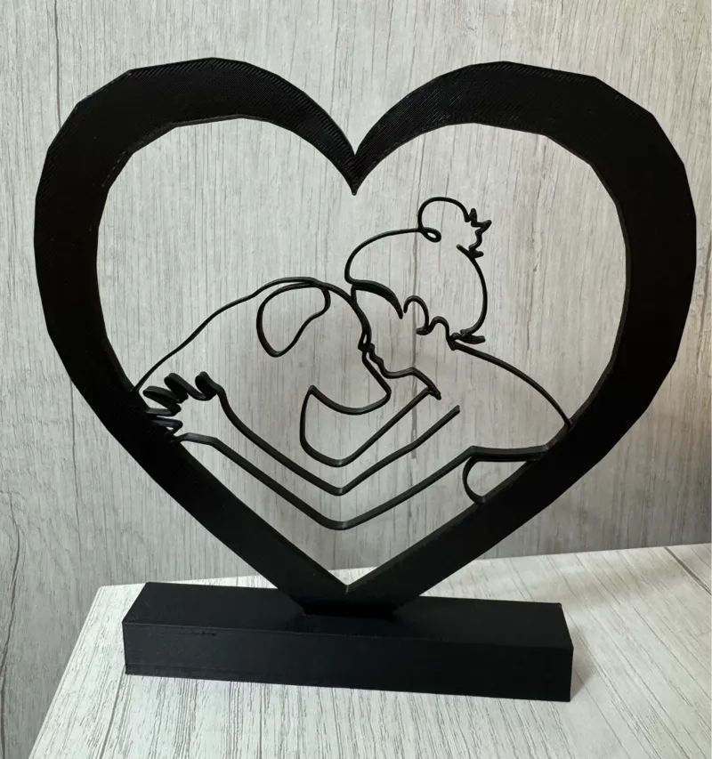 line art statue love dog 