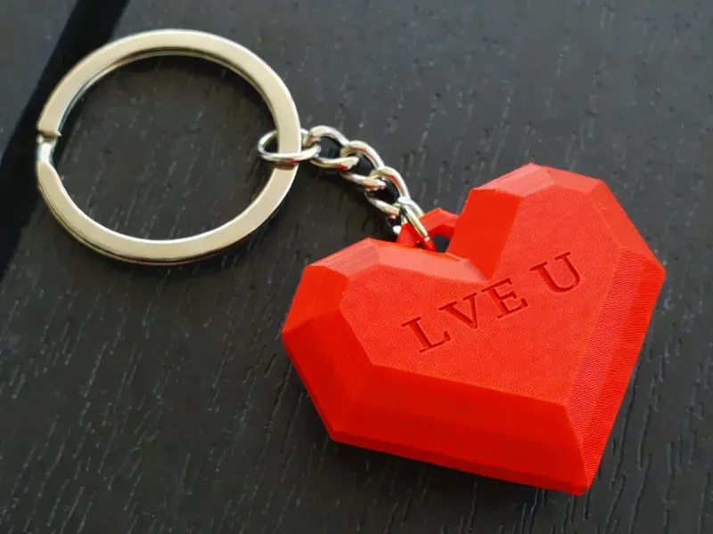 LVE U Valentines Heart Keychain