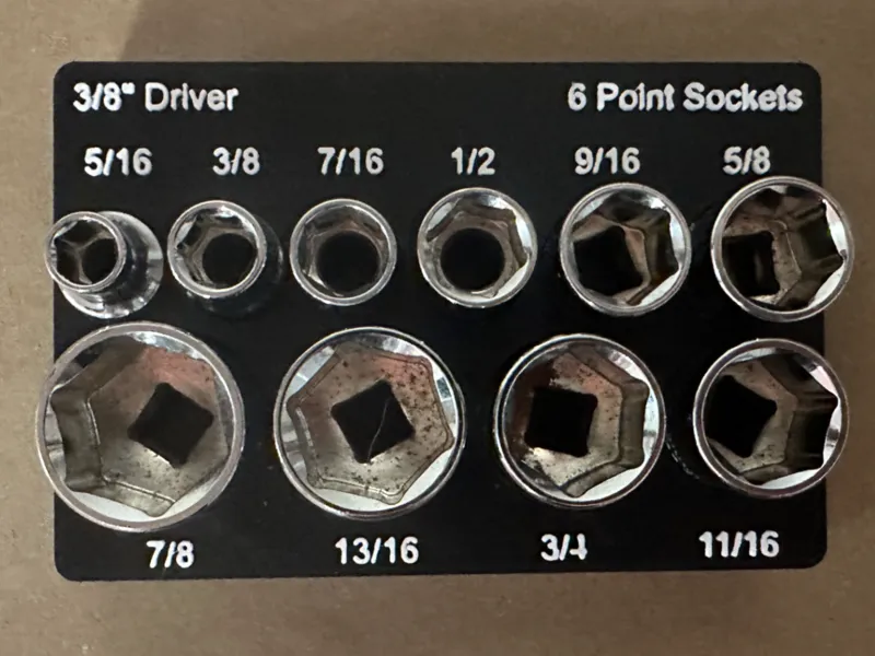 Gridfinity 3/8 6-Point Socket Tray (Imperial)