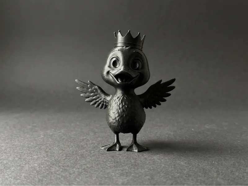 Duckling King Figurine - Cute Crowned Animal Statu